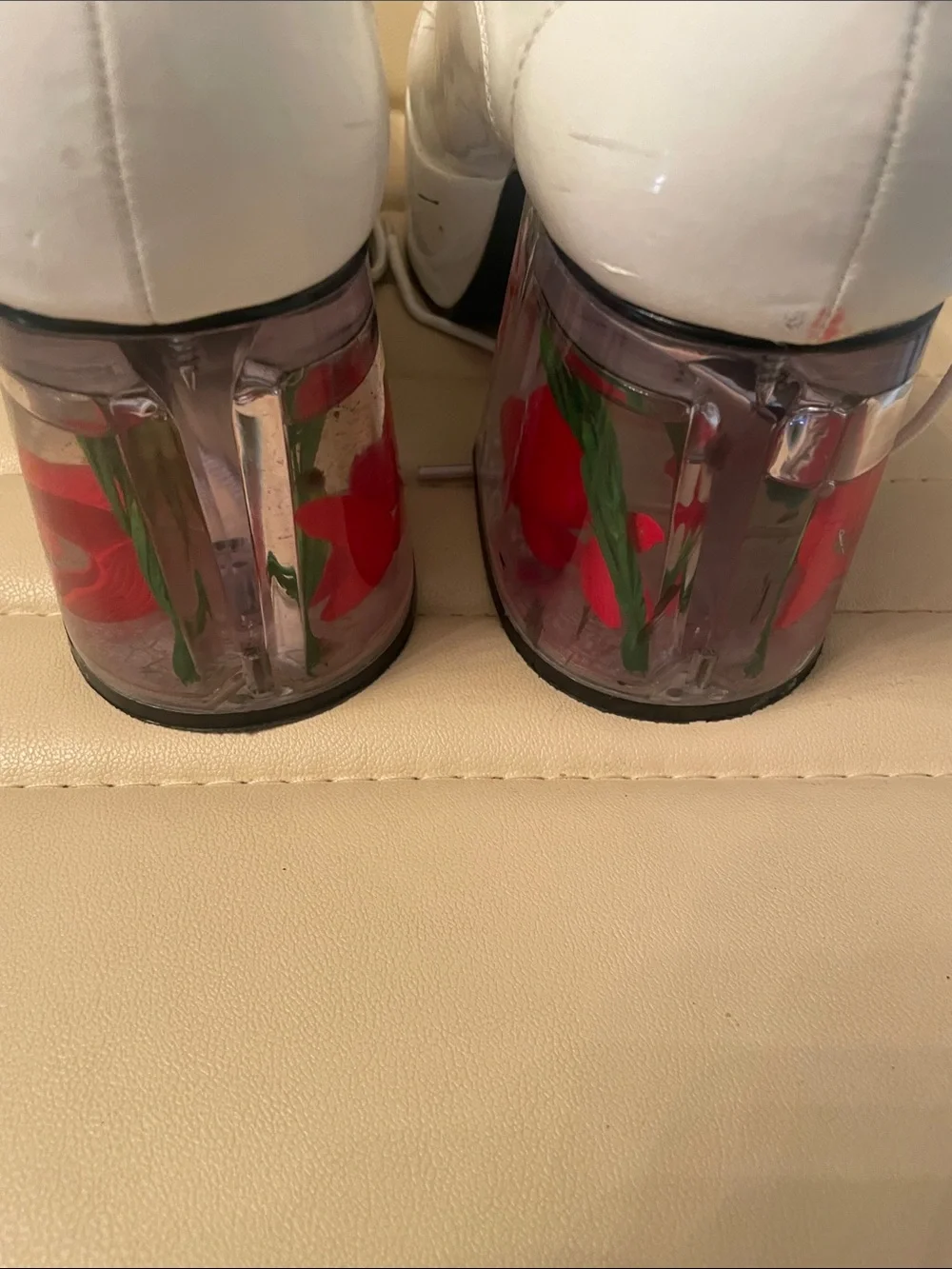 Funtasma white platform with fish heel shoe